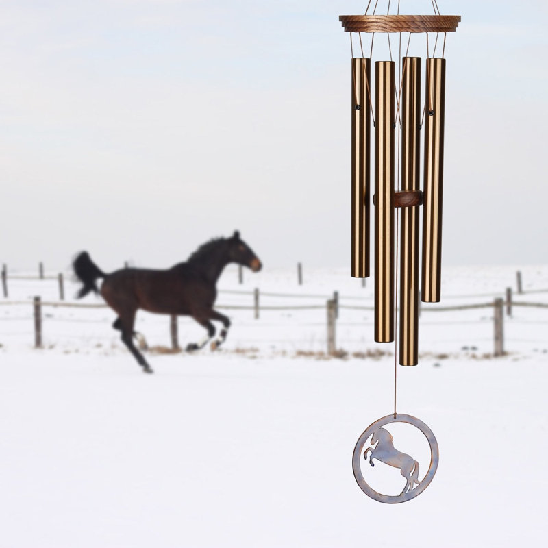 Bronze and Teak Finish Equestrian Spirit Wind Chime, 26"
