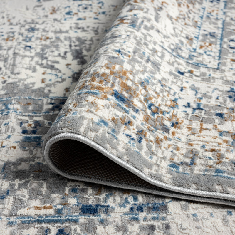 Tonio Area Rug in Blue/Gray, Rectangle 9'6" x 13', Blue/Gray