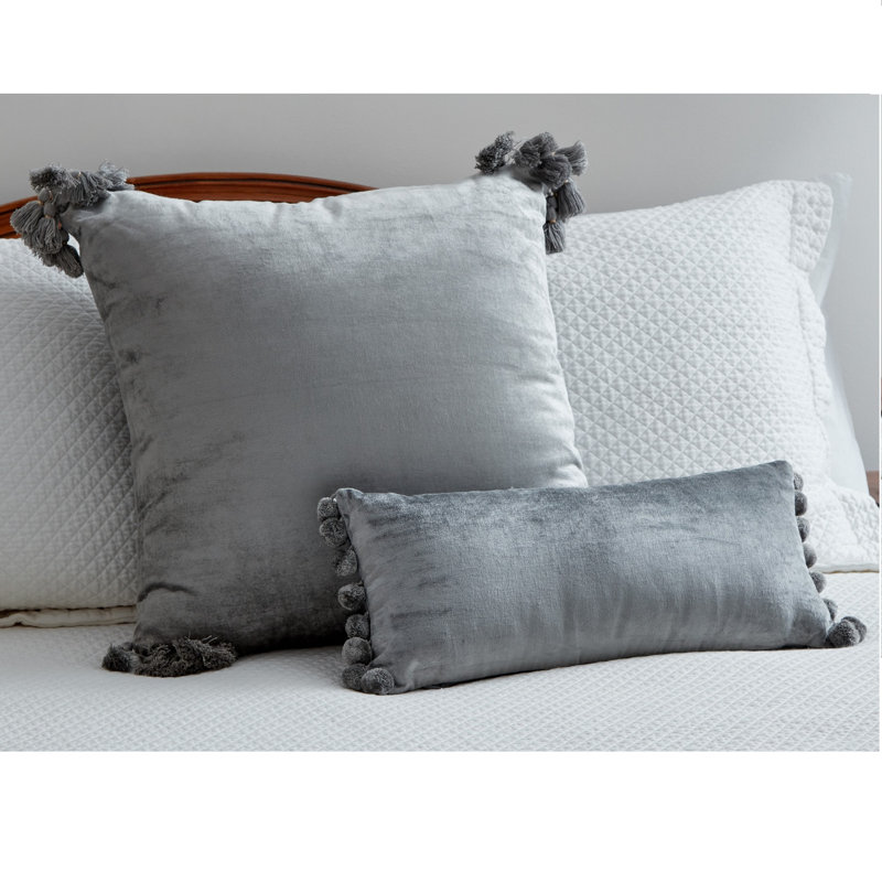Raj Velvet Square Pillow Cover & Insert, Slate Blue