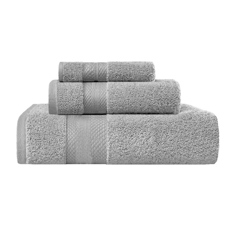 Finnian Plush Heavyweight, 100% Turkish Towel Collection, Gray, 3 Piece Towel Set
