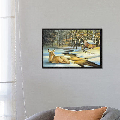 Deer Cabin Illusion 1 Piece Wall Art on Canvas
