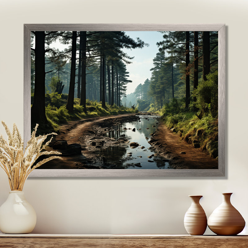 «Enchanted Pine Tree Forest», reproduction d'art sur toile, H 30 po x l 40 po x P 1,5 po, Argenté