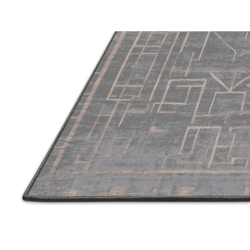 Tapis gris soyeux et moelleux, Rectangle 2 pi x 3 pi