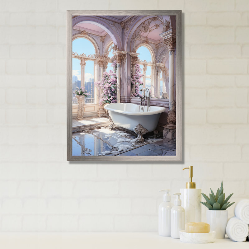 Salle de bain pastel Serenity II - Art mural de salle de bain, Toile tendue, H 32 po x l 16 po x P 1 po
