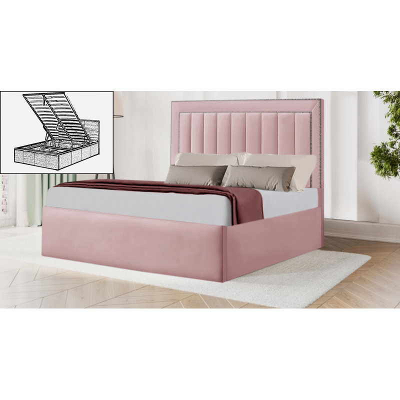 Azarae Upholstered Ottoman Storage Bed, Double (4'6), Pink