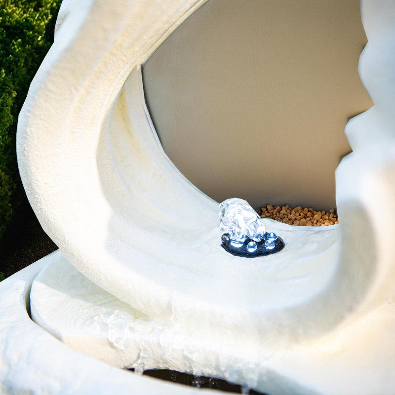 Fontaine autoportante moderne à sculpture abstraite moderne, Blanc
