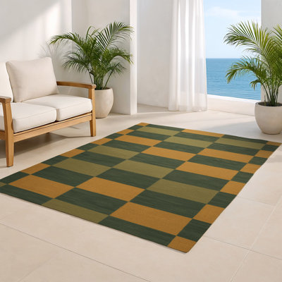 Tapis d'intérieur et d'extérieur à carreaux vert