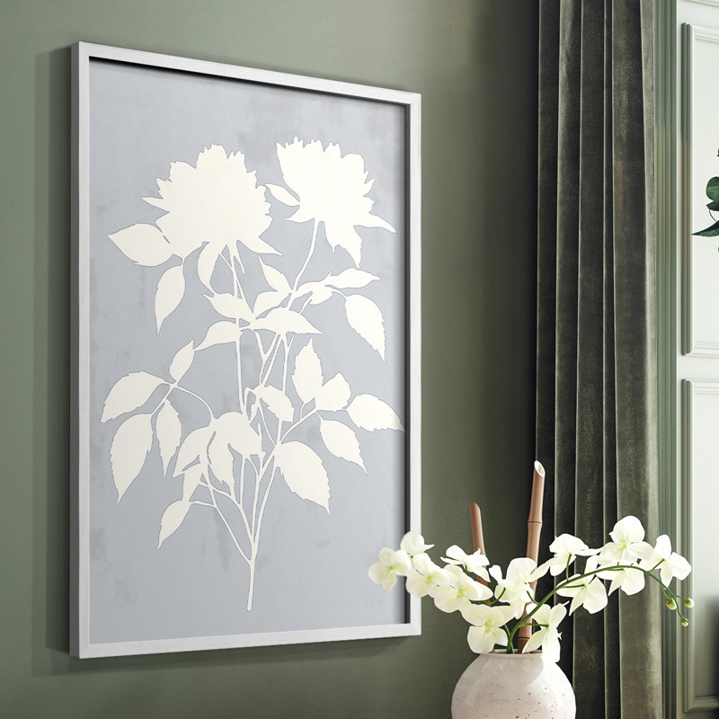 Série FLORAL - Impression encadrée de qualité supérieure - Prêt à accrocher - aucun clou requis, Blanc, H 11 po x l 9 po