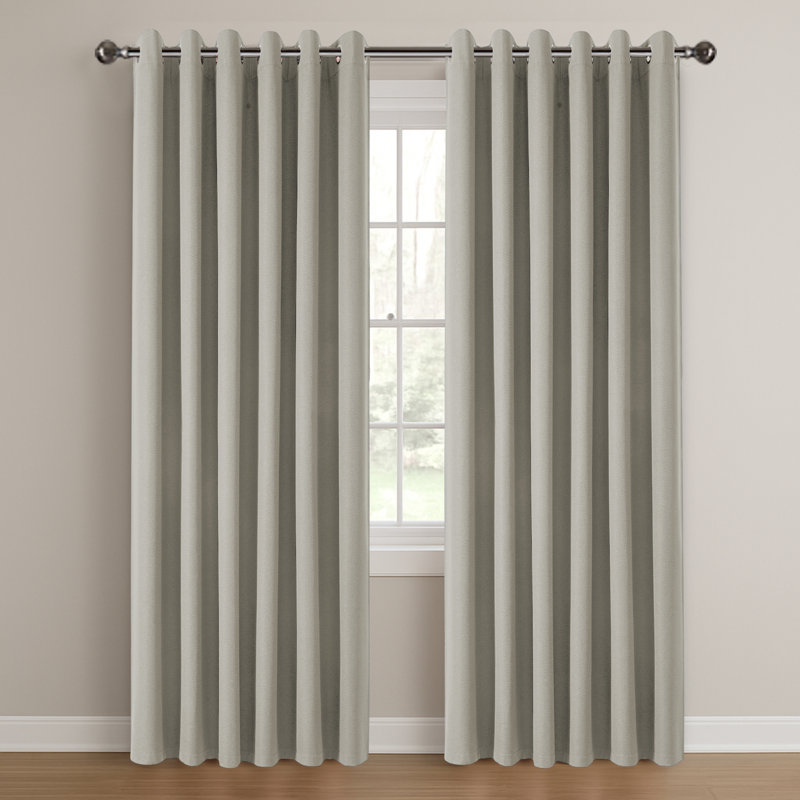 Linen Blackout Eyelet Curtain Elegant Room Darkening Window Covering "90x90", Mink