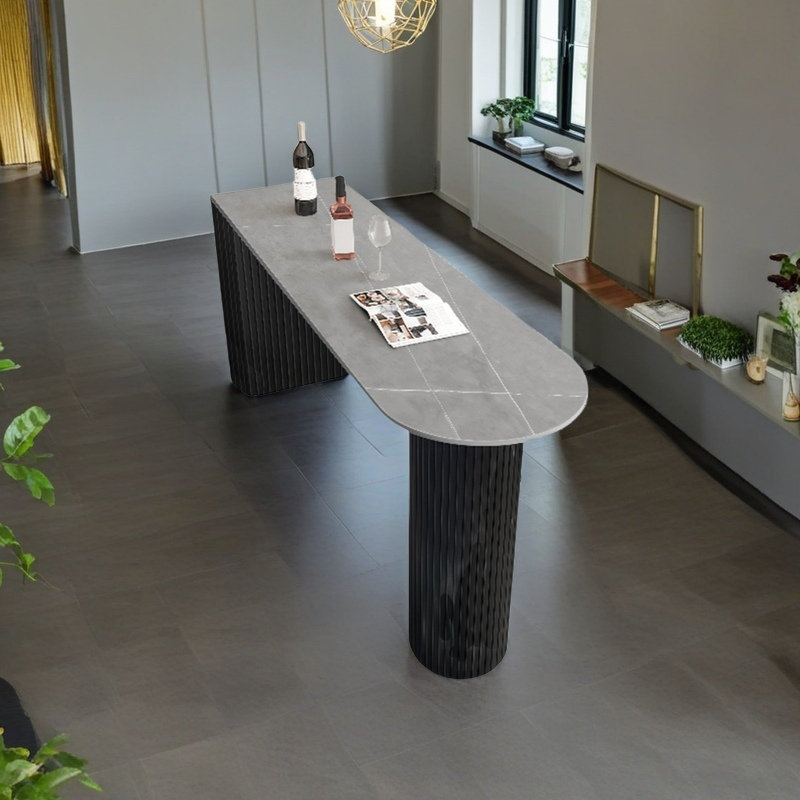 Table de bar Light Luxury, H 35,4 po x L 55,1 po x l 15,7 po, Gris