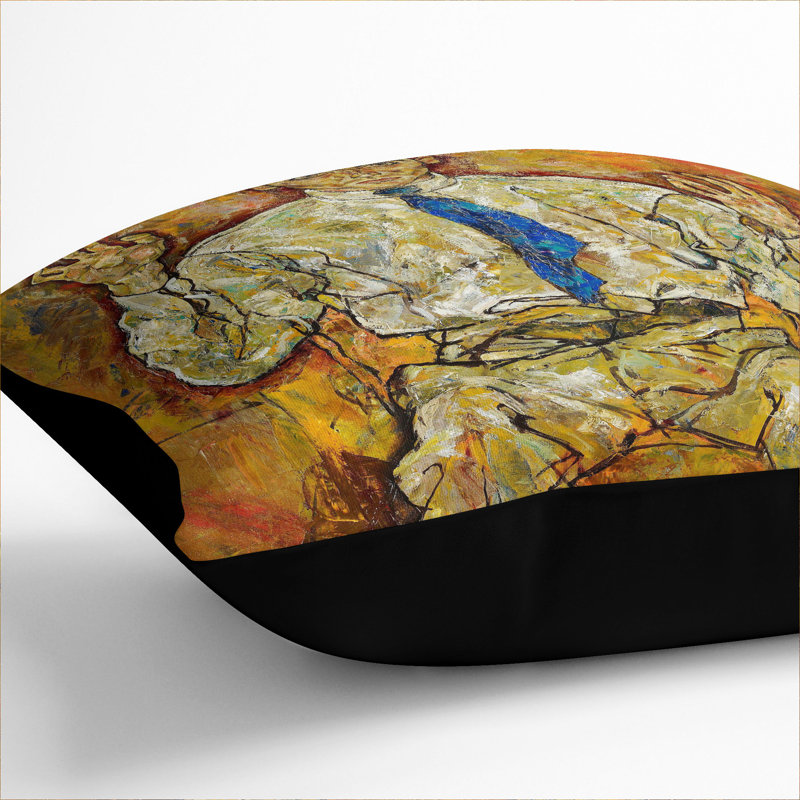 Portrait Of A Seated Man By Egon Schiele Square Throw Cushion, Black, 55cm H x 55cm W x 20cm D