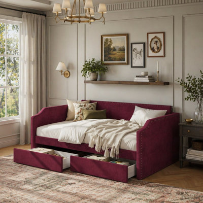 Twin Upholstered Daybed with Storage Drawers