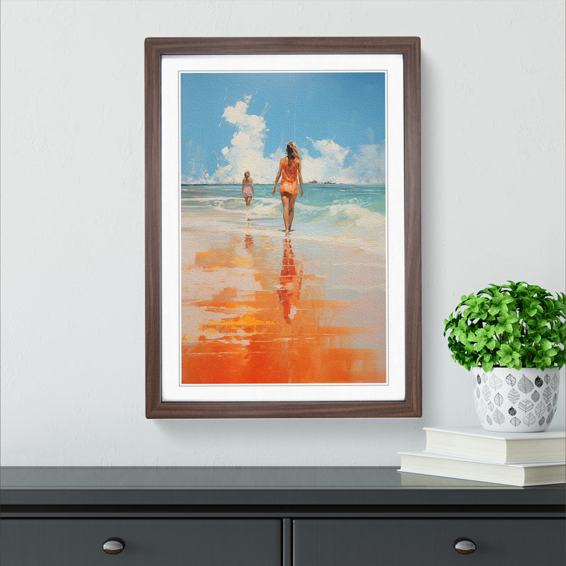 Beach Gestural Art - Framed Print, Walnut Framed, 64cm H x 46cm W x 2cm D