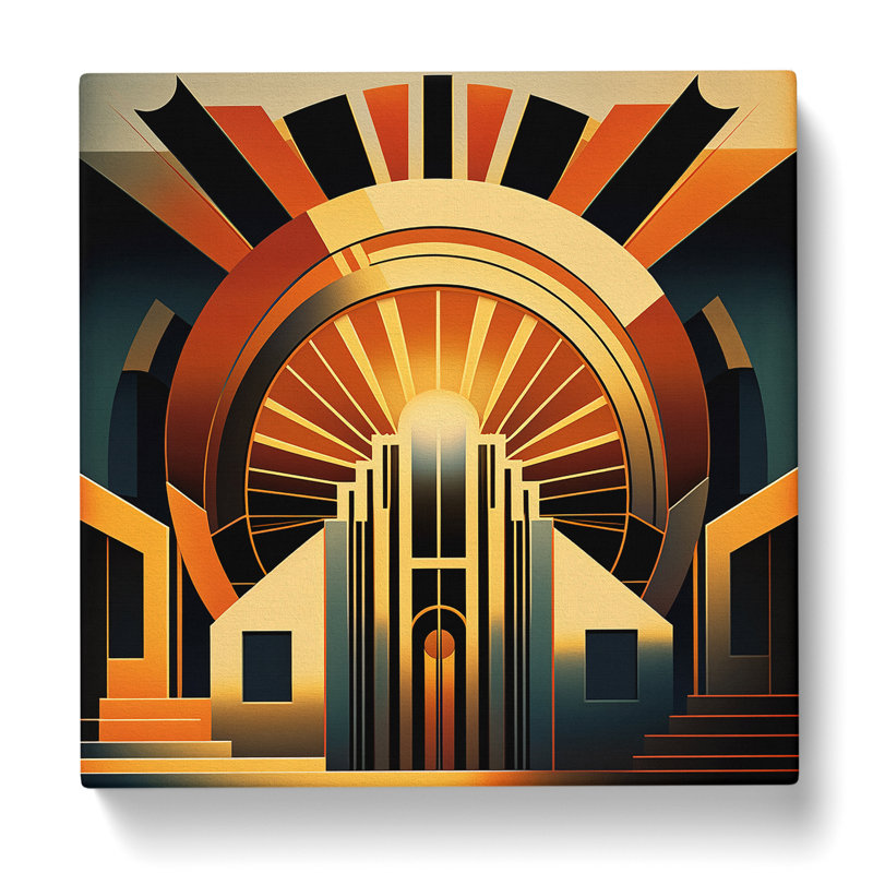 Art Deco Sunset Precisionism - Wrapped Canvas, 50cm H x 50cm W x 3cm D