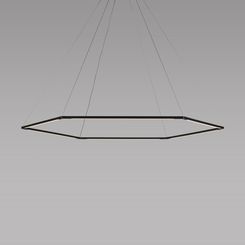 Z-Bar 6 - Light LED Pendant, Matte Black, 35.7" H x 31.5" W x 0.5" D
