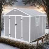 Waterproof Storage Shed, Strong PP Material, Rust & UV Proof, 12mm Thick Board, HD Window, Floor Included