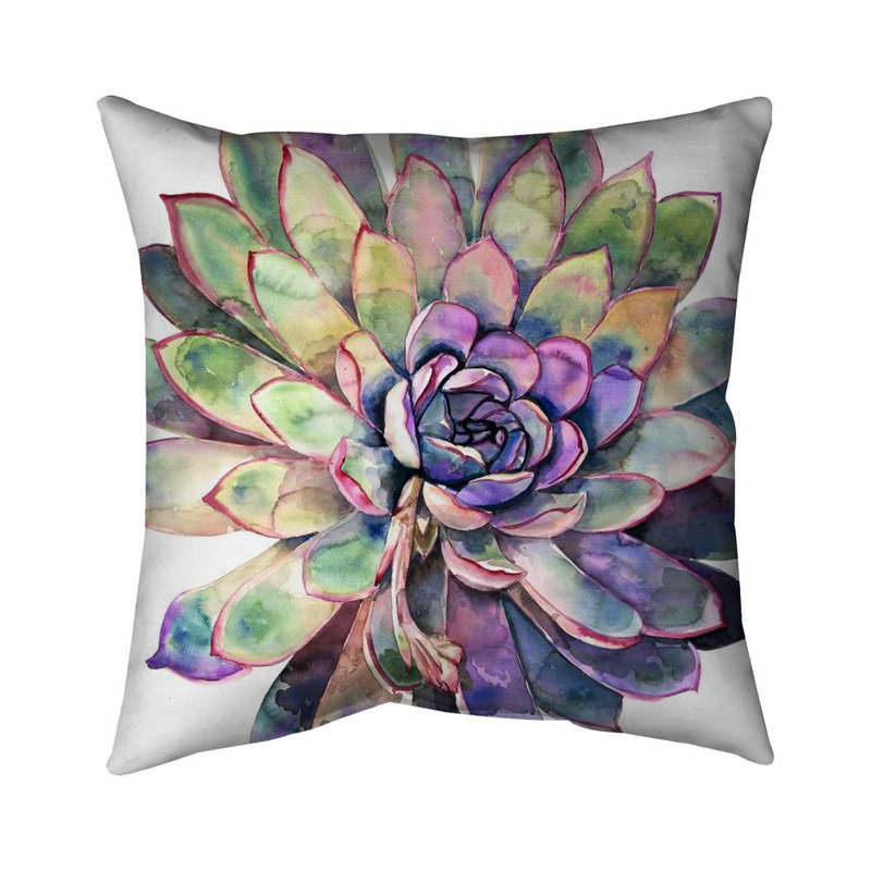 Multicolored succulent - 16"x16" Throw pillow cover - Poly twill - Print on demand, 16" W x 16" H