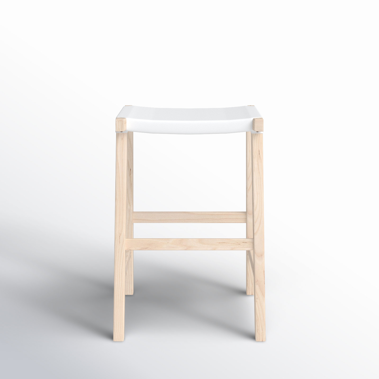 Kellan Genuine Leather Bar & Counter Stool, Counter Stool (26.8” Seat Height), White Genuine Leather