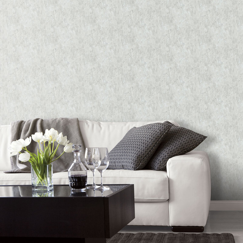 Hinde 10cm x 53cm Matte Wallpaper Roll, Light Grey