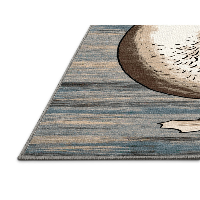Washable Bufflehead Birds Area Rug, Round 6'