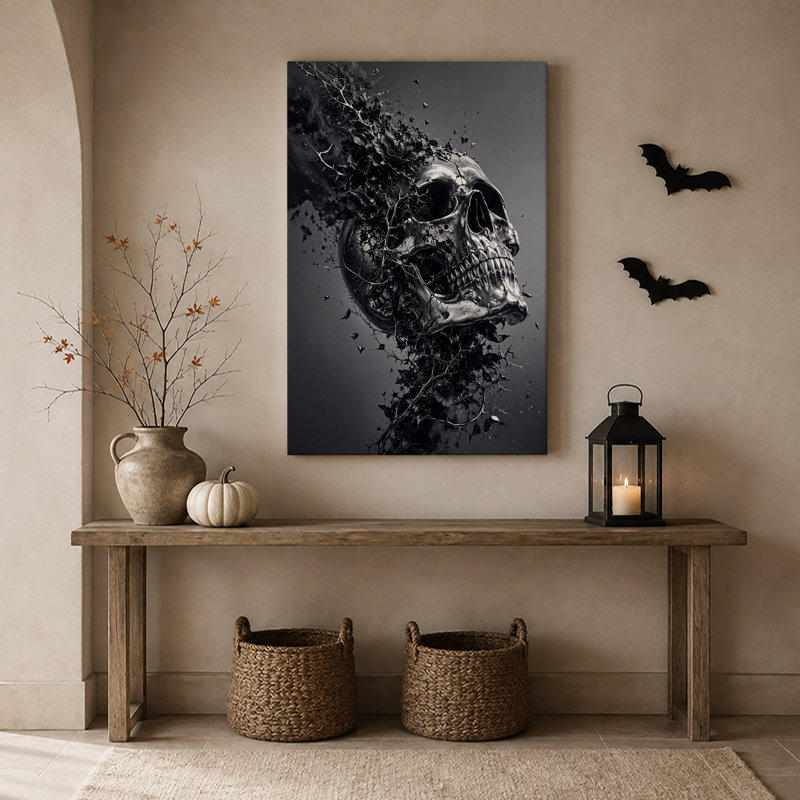 Toile métallique d'Halloween se désintégrant en épines sombres, H 18 po x l 12 po