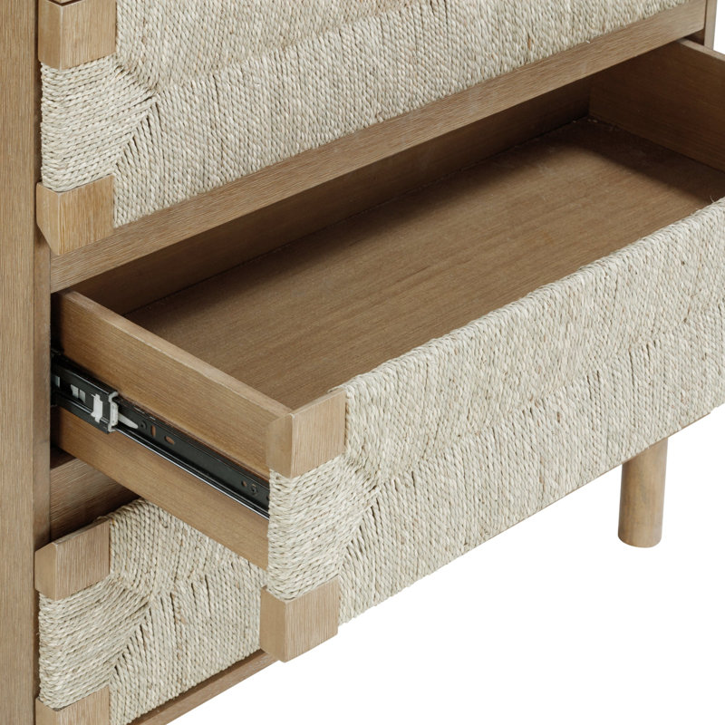 Claudinette Boho Bedroom Dresser With Woven Seagrass