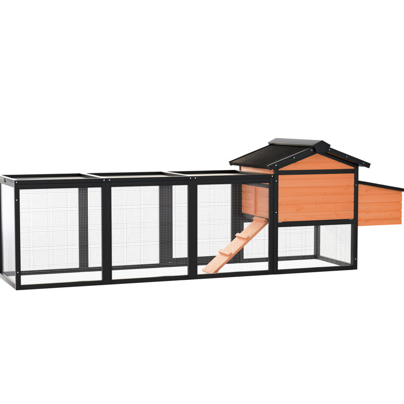 Grand poulailler et cage d'extérieur, conception en bois avec nichoir, porte coulissante, étanchéité, rampe d'accès facile - profondeur de 108,73 po, poulailler spacieux de 51,7 lb, fabrication