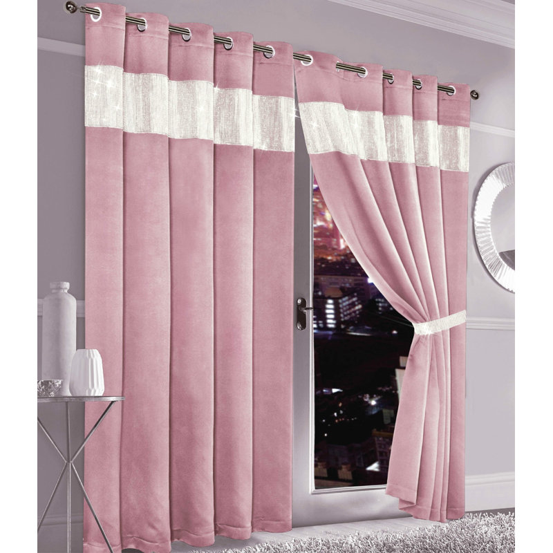 Blackout Curtain Panel Pair, Pink, 183cm Width x 167cm Drop