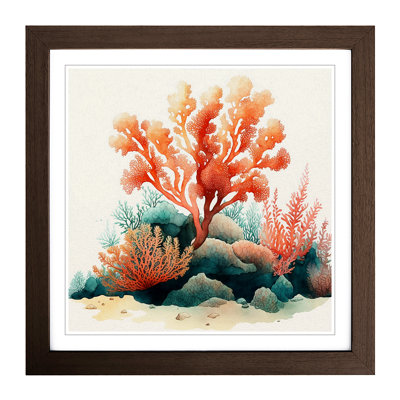 Coral Watercolour - Single Picture Frame Print on Wood