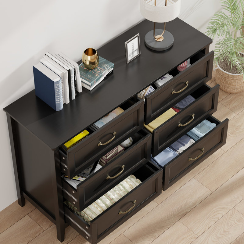 Commode double à 6 tiroirs Ahomly, Noir