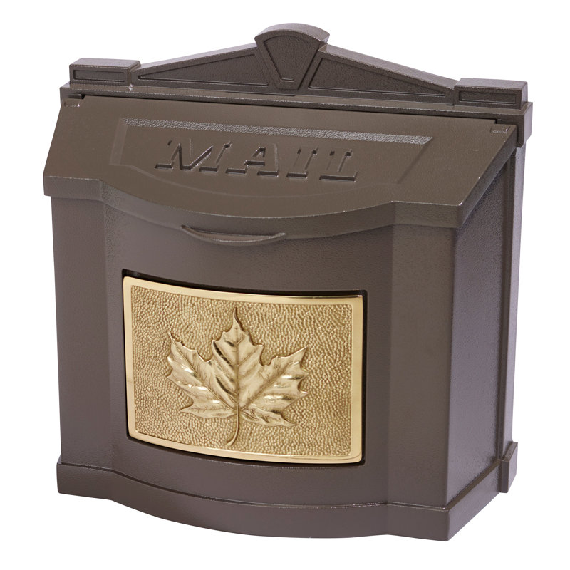 Boîte aux lettres murale avec feuille de laiton, Bronze / laiton poli