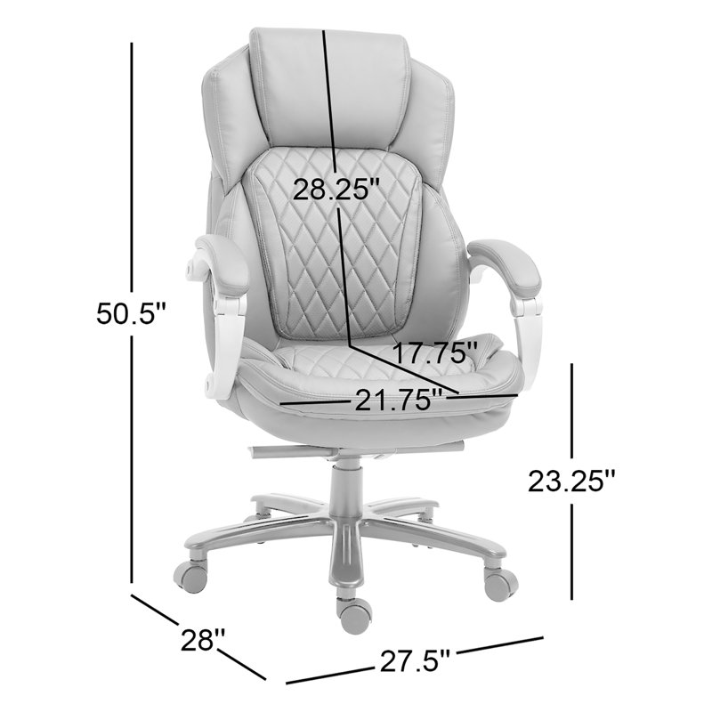 Dominiqua Executive Chair with Headrest, Black/Silver