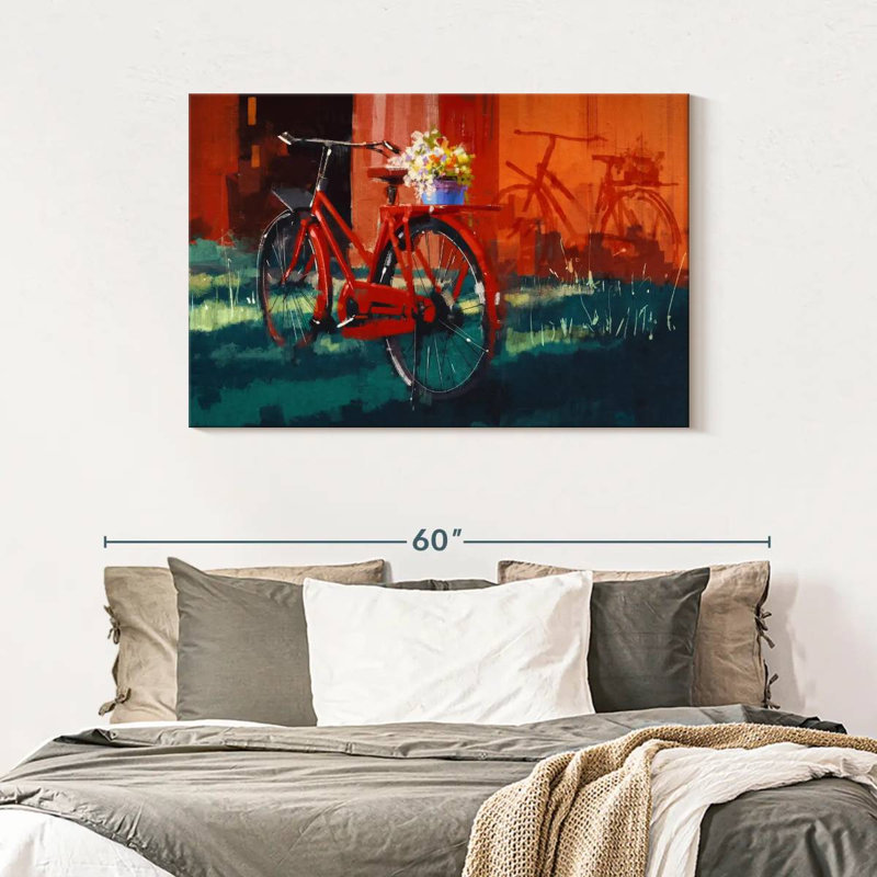 Mehar Red Bike, 30" H x 45" W