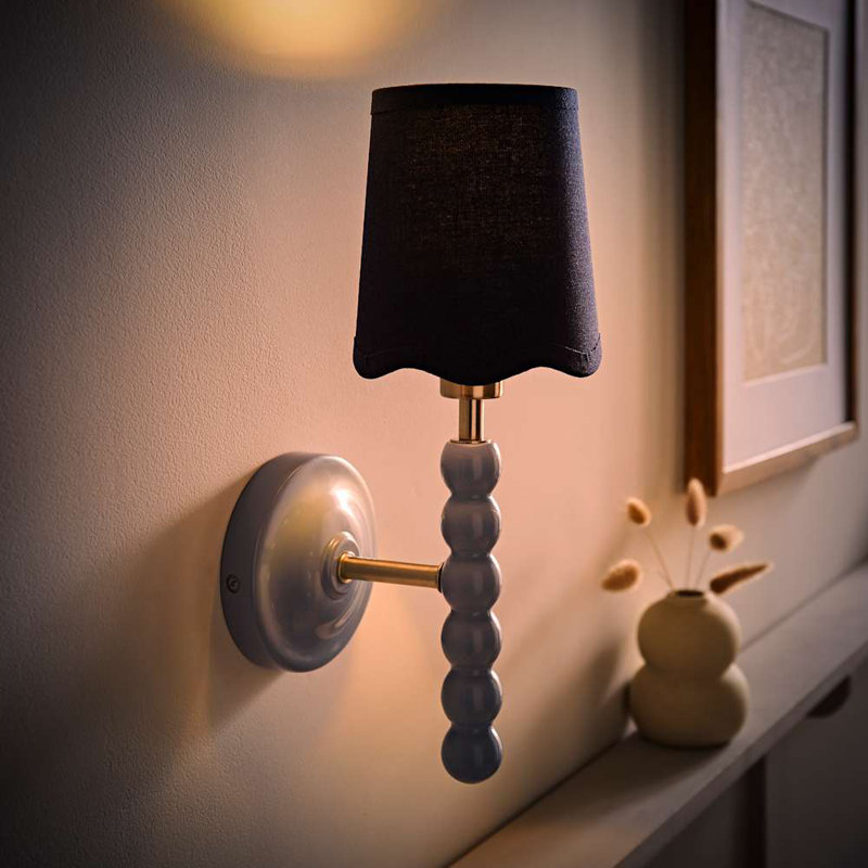Alderic Manufactured Wood Armed Sconce, Blue, Yes, Blue