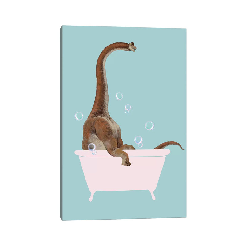 «Brachiosaurus in Bathaign» par Big Nose Work - impression d'art graphique, Toile tendue, Pas de tapis