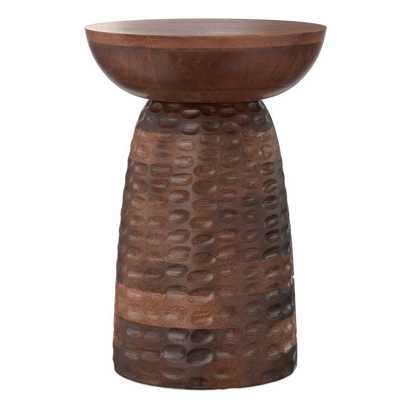 Boyd Solid Mango Wood Contemporary Accent Table with Textured Finish, Fully Assembled, Warm Dark Brown