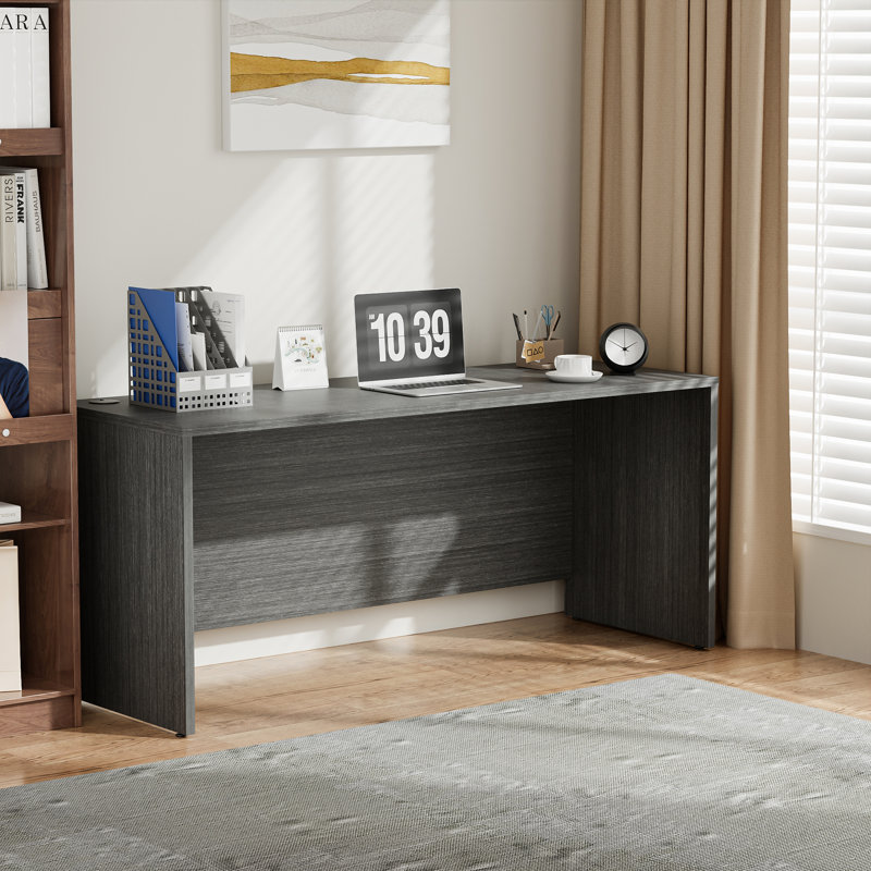 66'' Wide Rectangular Executive Desk With Cable Management, Gray
