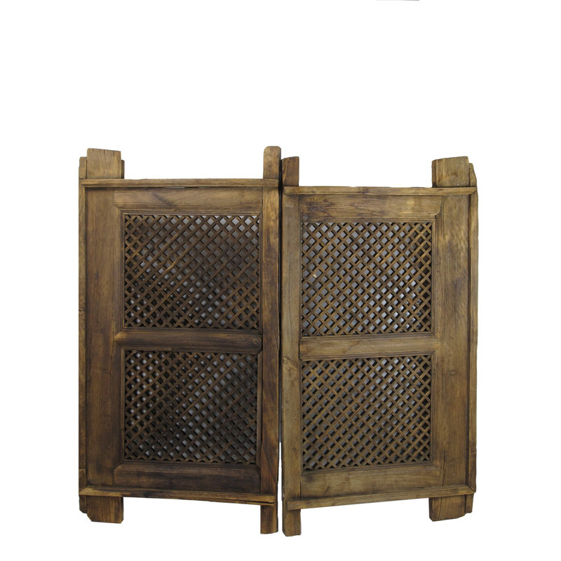 5 ft. H x 2.6 ft. W Antique Chinese Wood Privacy Screen