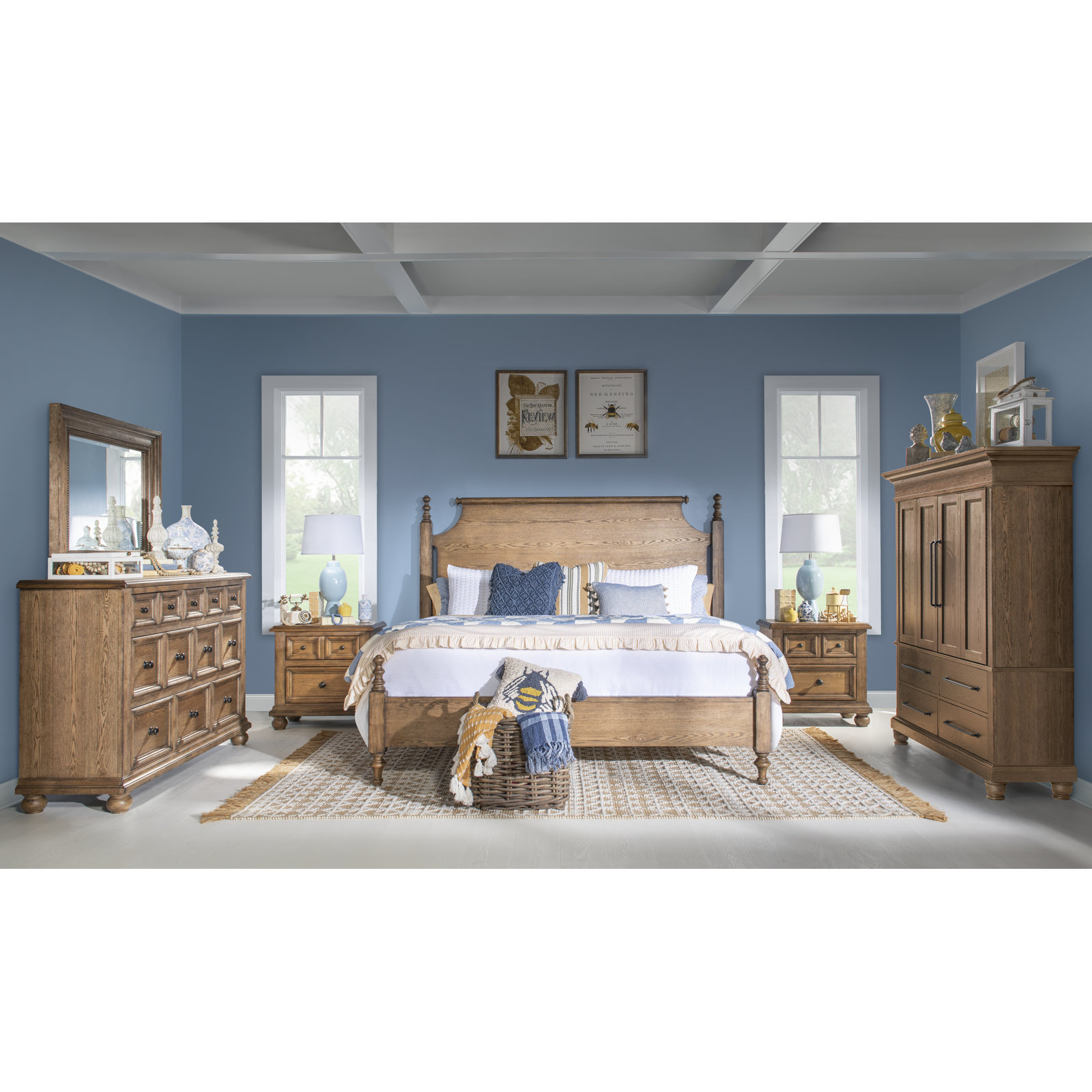 Country Living Four Poster Bed, Brown, King