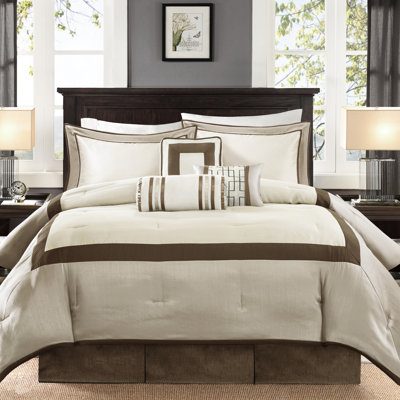 Édredon grand 7 pièces, mélange de taupe et de brun, coussins décoratifs de style hôtel, fer à repasser pour un effet anti-froissement, coussins décoratifs,