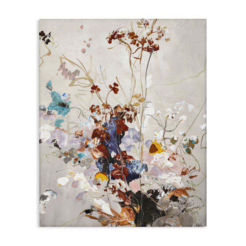 Toile abstraite à motif floral Earth Tones, design par Design Fabrikken, H 20 po x l 16 po