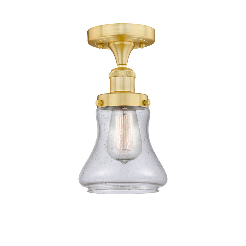 Raghul Glass Semi Flush Mount, Satin Gold
