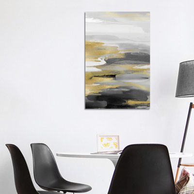 Intuition Black and Gold 1 Piece Wrapped Canvas Wall Art