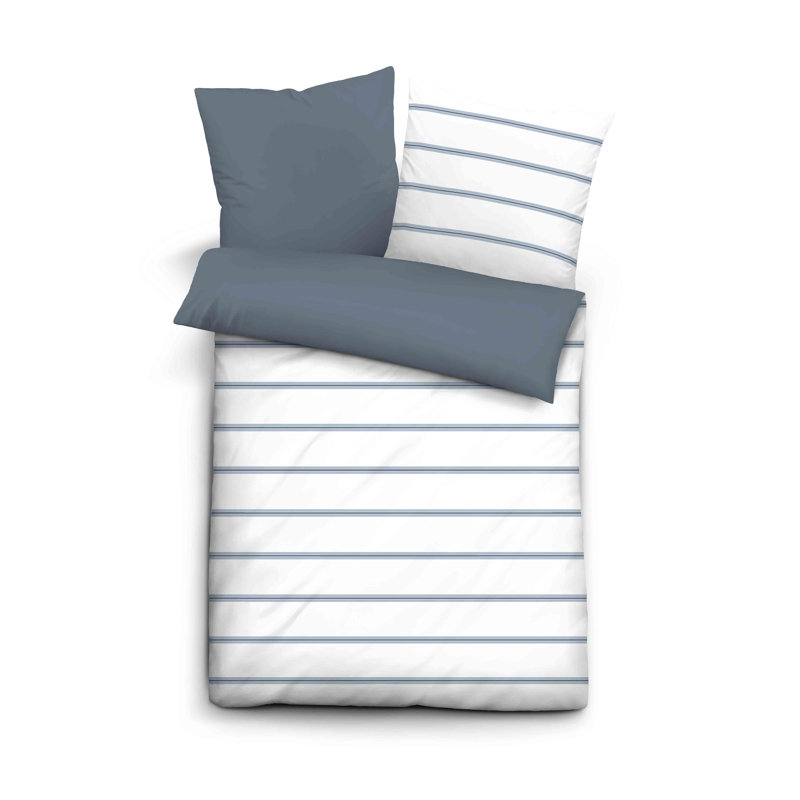 CINQUE Renforce bed linen 0041701 Rome, Twin Duvet Cover Set + 1 Pillowcase, Blue
