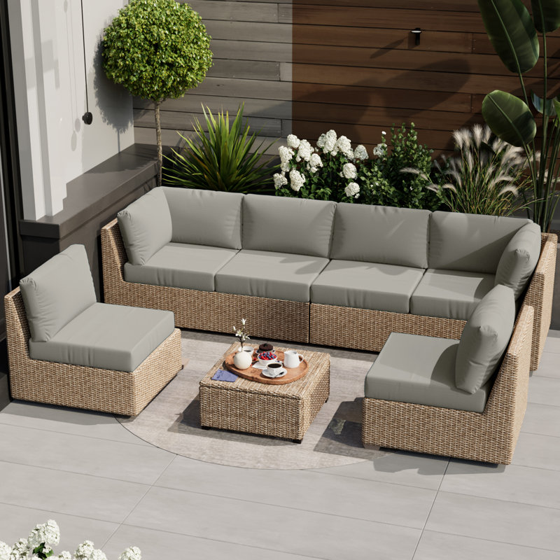 14 Pieces 3" Outdoor Replacement Cushion Sets For Patio Furniture(Set Of 6 Cushion , 6 Backrests , 2 Coner Cushions)