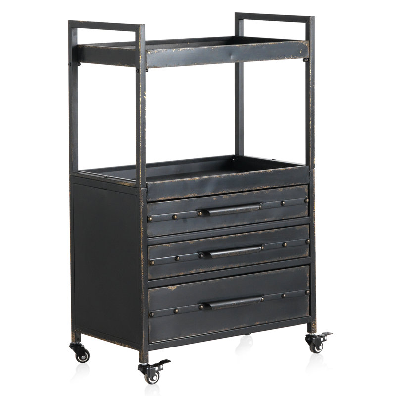 Branam 60cm Wide 3 -Drawer Mobile Solid Wood File Cabinet