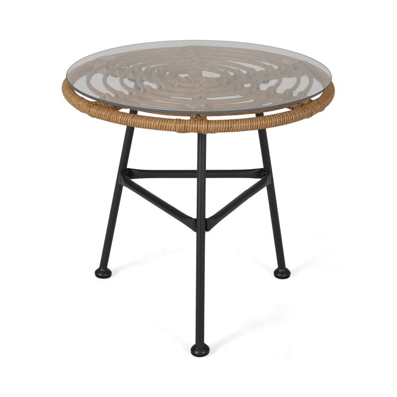 Englert Round Metal Outdoor Side Table , 19.5'' in. W 19.5'' in. D, Light Brown