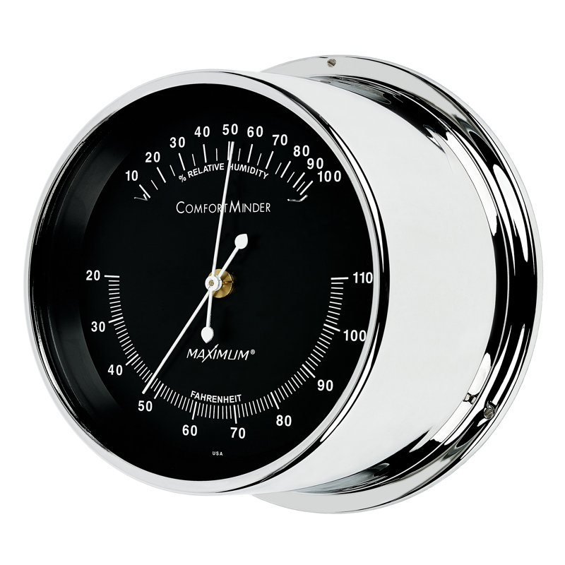 Hygromètre 7 po ComfortMinder par Maximum Weather Instruments, Chrome / Noir