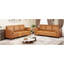 Canapé 3 places 86" en PU – Canapé de salon couleur cognac, revêtement moderne, structure robuste, surface facile d'entretien pour les appartements, les bureaux et les espaces de réception