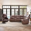 Canapé modulaire inclinable en cuir de qualité supérieure Cahill 6 pièces avec inclinaison manuelle, console de rangement et porte-gobelets
